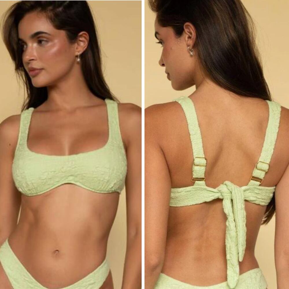 MONTCE Avo Green Floral Kaia Bikini Top NWT Size Small